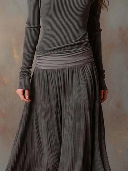 Vestido de Invitada de Boda Largo Vintage Elegante con Plisado