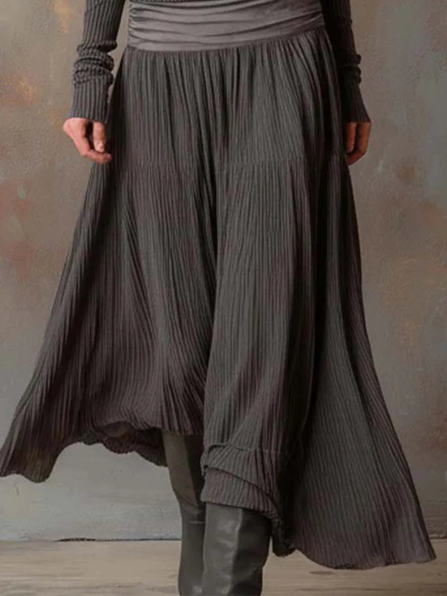 Vestido de Invitada de Boda Largo Vintage Elegante con Plisado