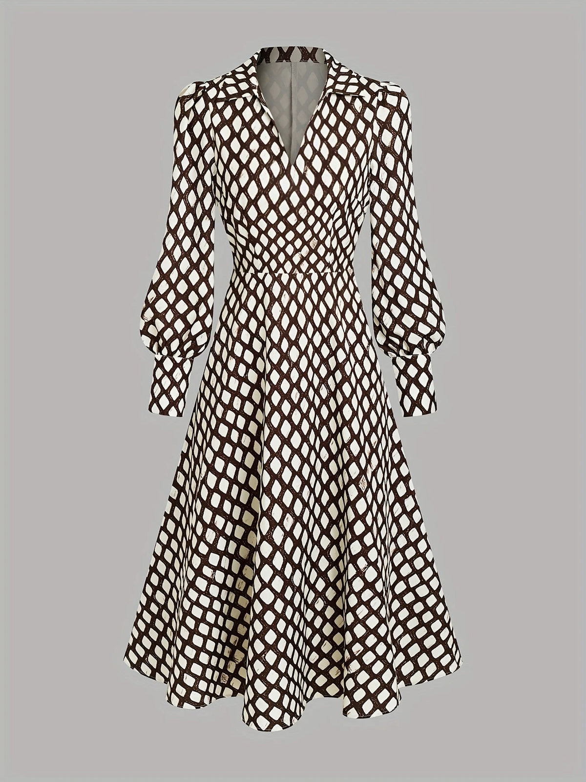 Vestido de Invitada de Boda Largo Vintage Estampado con Manga Larga