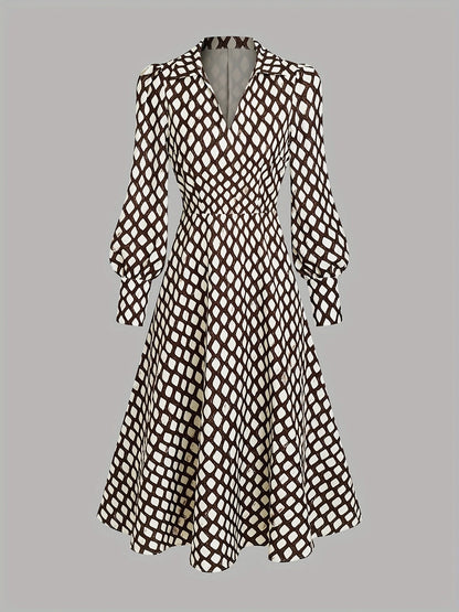 Vestido de Invitada de Boda Largo Vintage Estampado con Manga Larga