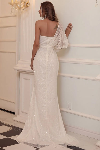 Vestido de Invitada de Boda Largo con Hombros Descubiertos y Abertura