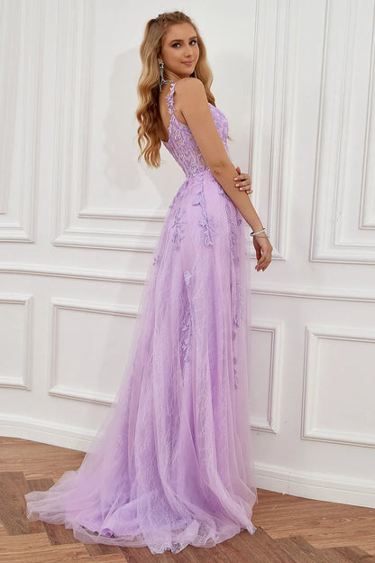 Vestido de Invitada de Boda Largo con Hombros Descubiertos y Aplicaciones