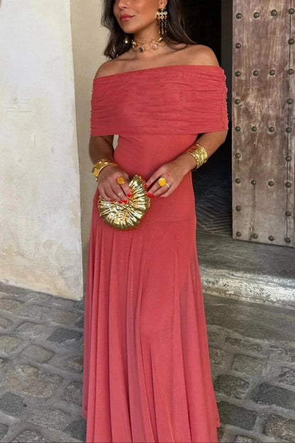 Vestido de Invitada de Boda Largo de Verano Elegante con Escote Asimétrico