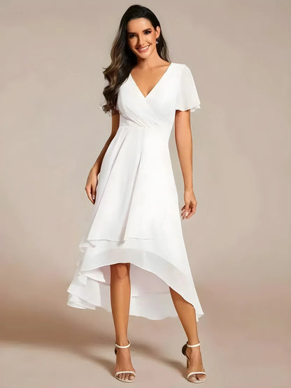 Vestido de Invitada de Boda Midi Elegante Casual con Escote en V