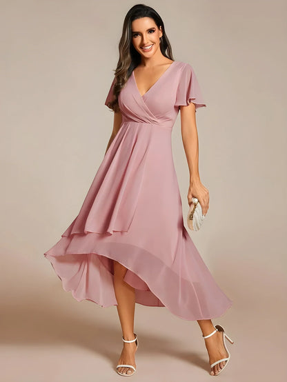 Vestido de Invitada de Boda Midi Elegante Casual con Escote en V