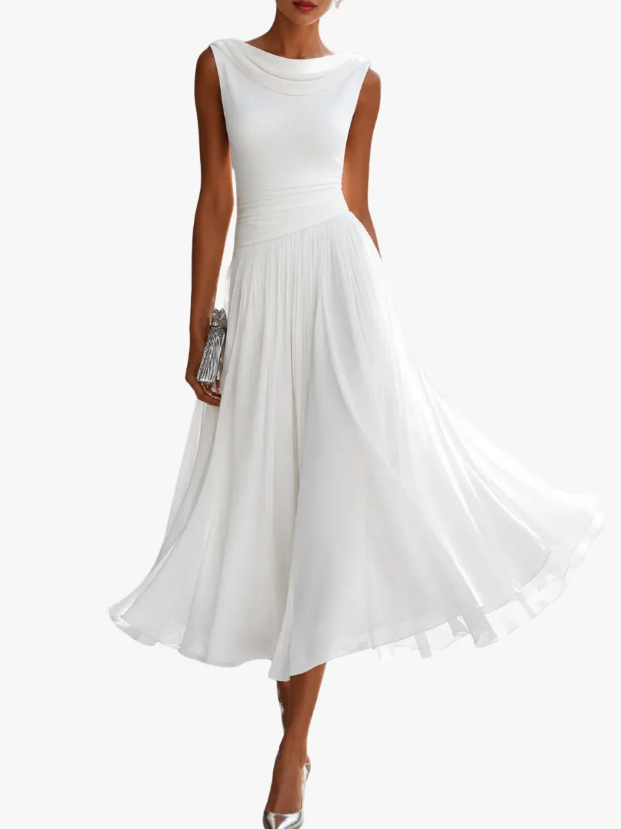 Vestido de Invitada de Boda Midi Elegante Casual con Fruncido