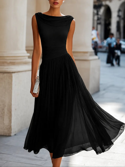 Vestido de Invitada de Boda Midi Elegante Casual con Fruncido
