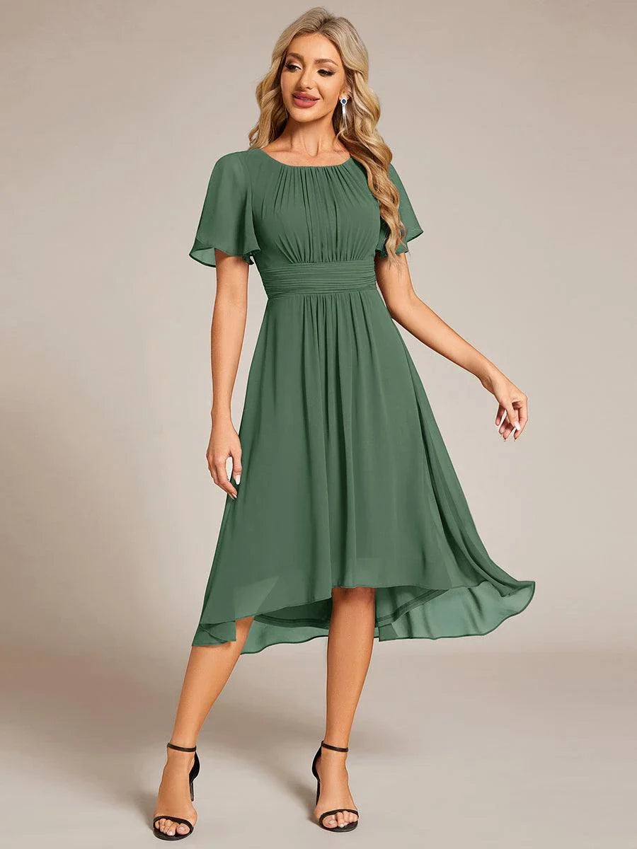Vestido de Invitada de Boda Midi Elegante Casual con Volantes