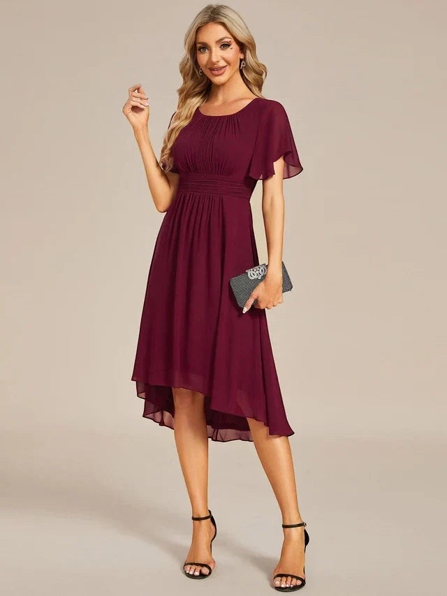 Vestido de Invitada de Boda Midi Elegante Casual con Volantes