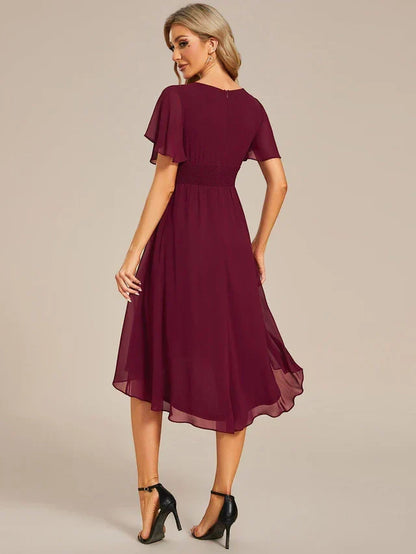 Vestido de Invitada de Boda Midi Elegante Casual con Volantes