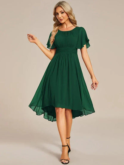 Vestido de Invitada de Boda Midi Elegante Casual con Volantes