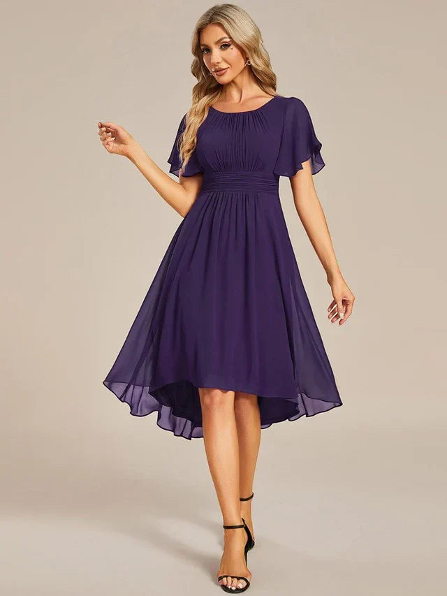 Vestido de Invitada de Boda Midi Elegante Casual con Volantes