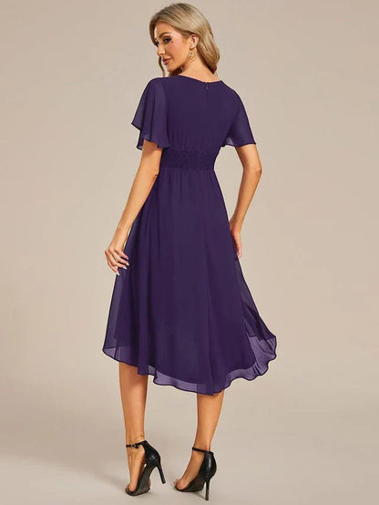 Vestido de Invitada de Boda Midi Elegante Casual con Volantes