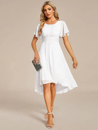 Vestido de Invitada de Boda Midi Elegante Casual con Volantes