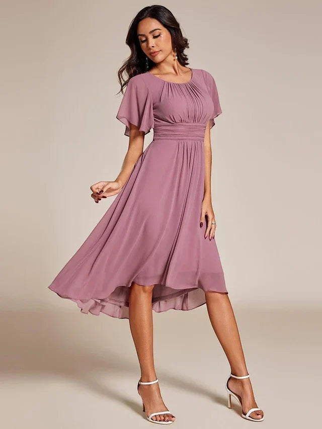 Vestido de Invitada de Boda Midi Elegante Casual con Volantes