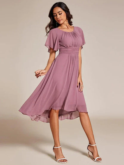 Vestido de Invitada de Boda Midi Elegante Casual con Volantes