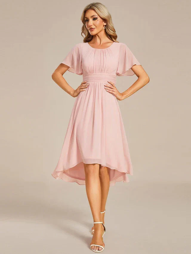 Vestido de Invitada de Boda Midi Elegante Casual con Volantes