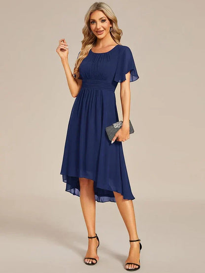 Vestido de Invitada de Boda Midi Elegante Casual con Volantes
