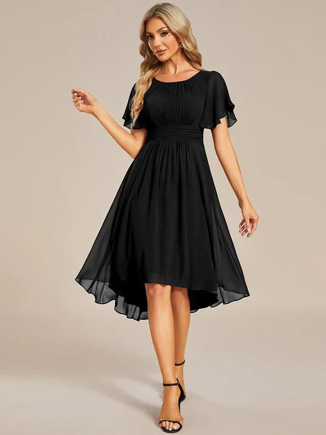Vestido de Invitada de Boda Midi Elegante Casual con Volantes