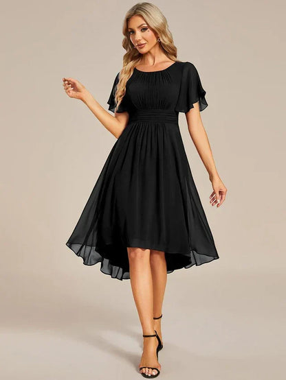 Vestido de Invitada de Boda Midi Elegante Casual con Volantes