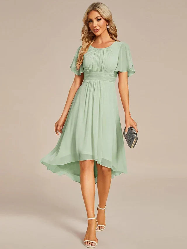 Vestido de Invitada de Boda Midi Elegante Casual con Volantes