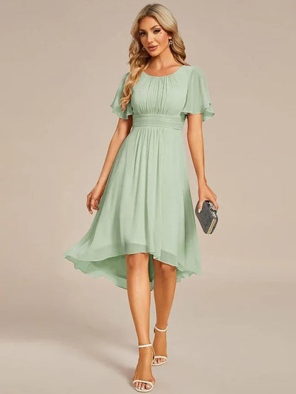 Vestido de Invitada de Boda Midi Elegante Casual con Volantes