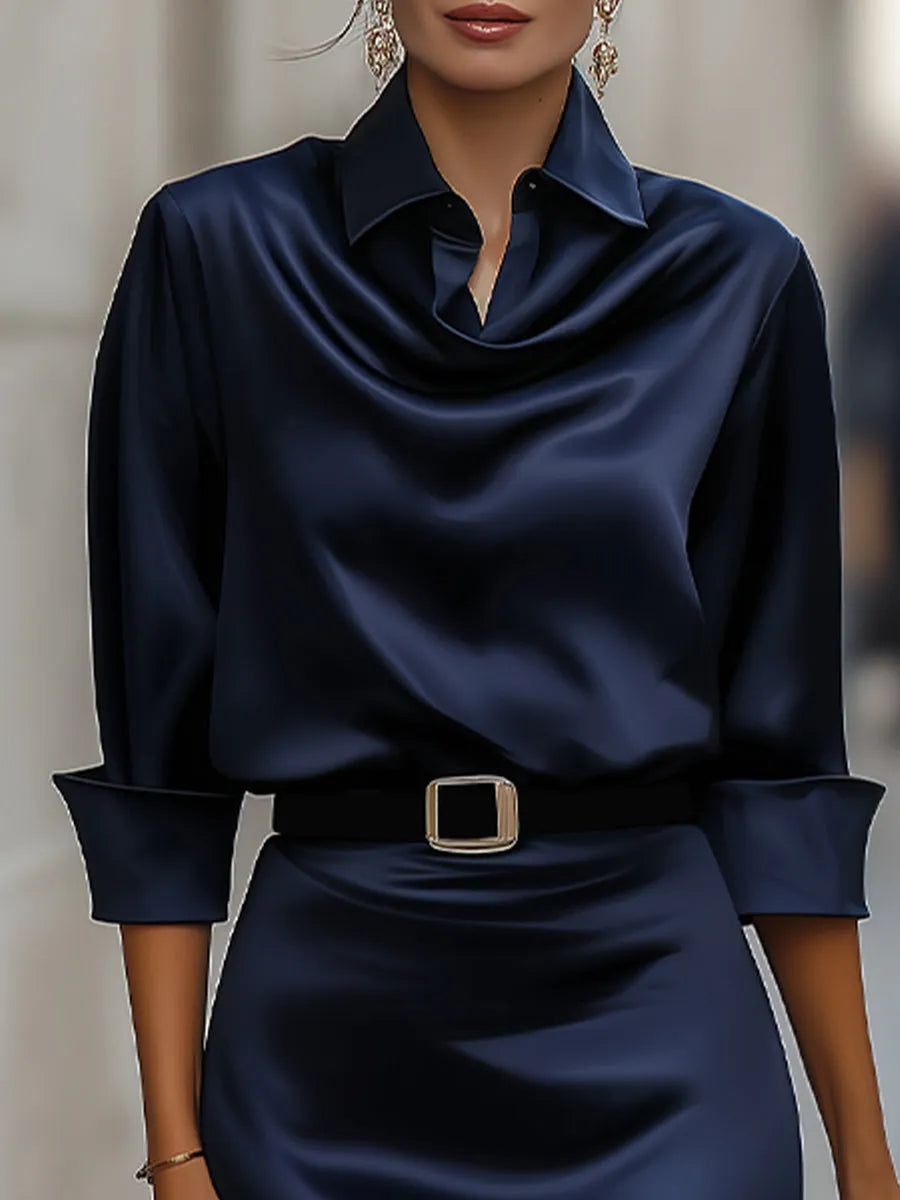 Vestido de Invitada de Boda Midi Elegante Clásico con Drapeado