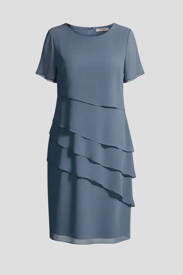 Vestido de Invitada de Boda Midi Elegante Clásico con Manga Corta