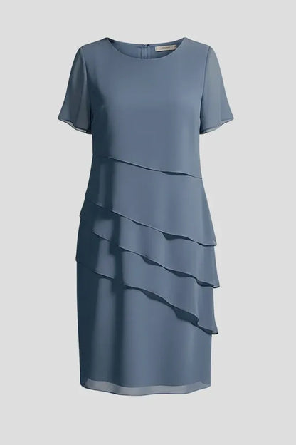 Vestido de Invitada de Boda Midi Elegante Clásico con Manga Corta