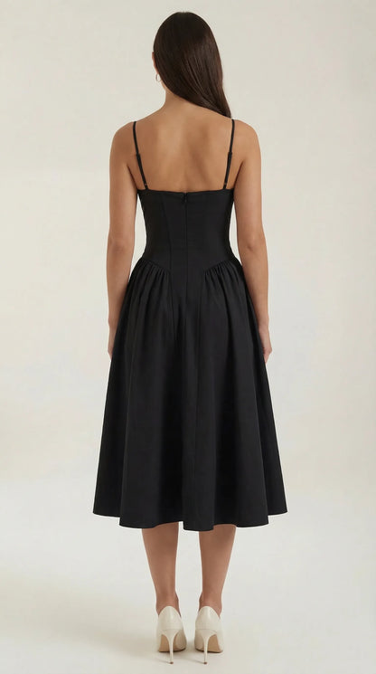 Vestido de Invitada de Boda Midi Elegante Corset con Plisado Detalles