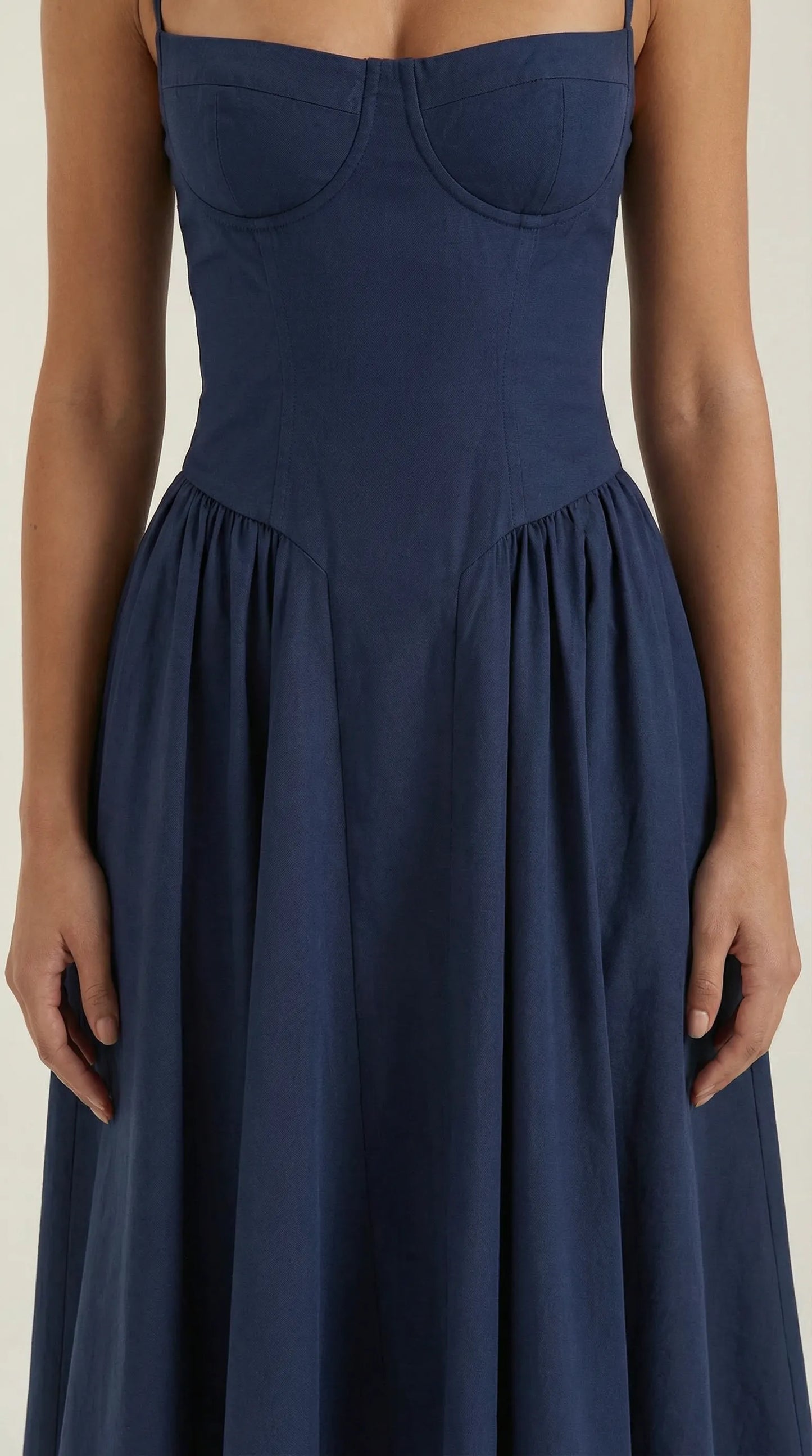 Vestido de Invitada de Boda Midi Elegante Corset con Plisado Detalles