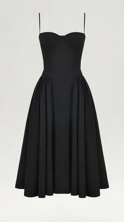 Vestido de Invitada de Boda Midi Elegante Corset con Plisado Detalles