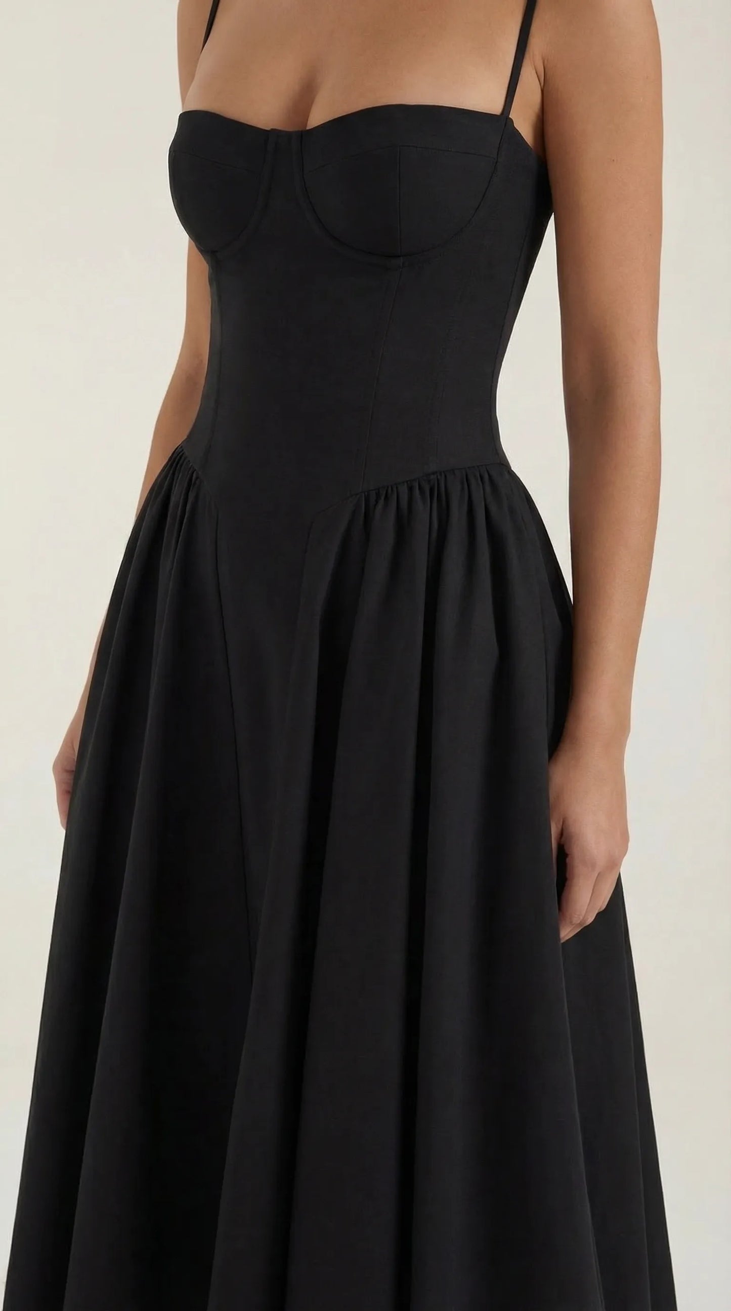Vestido de Invitada de Boda Midi Elegante Corset con Plisado Detalles