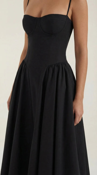 Vestido de Invitada de Boda Midi Elegante Corset con Plisado Detalles