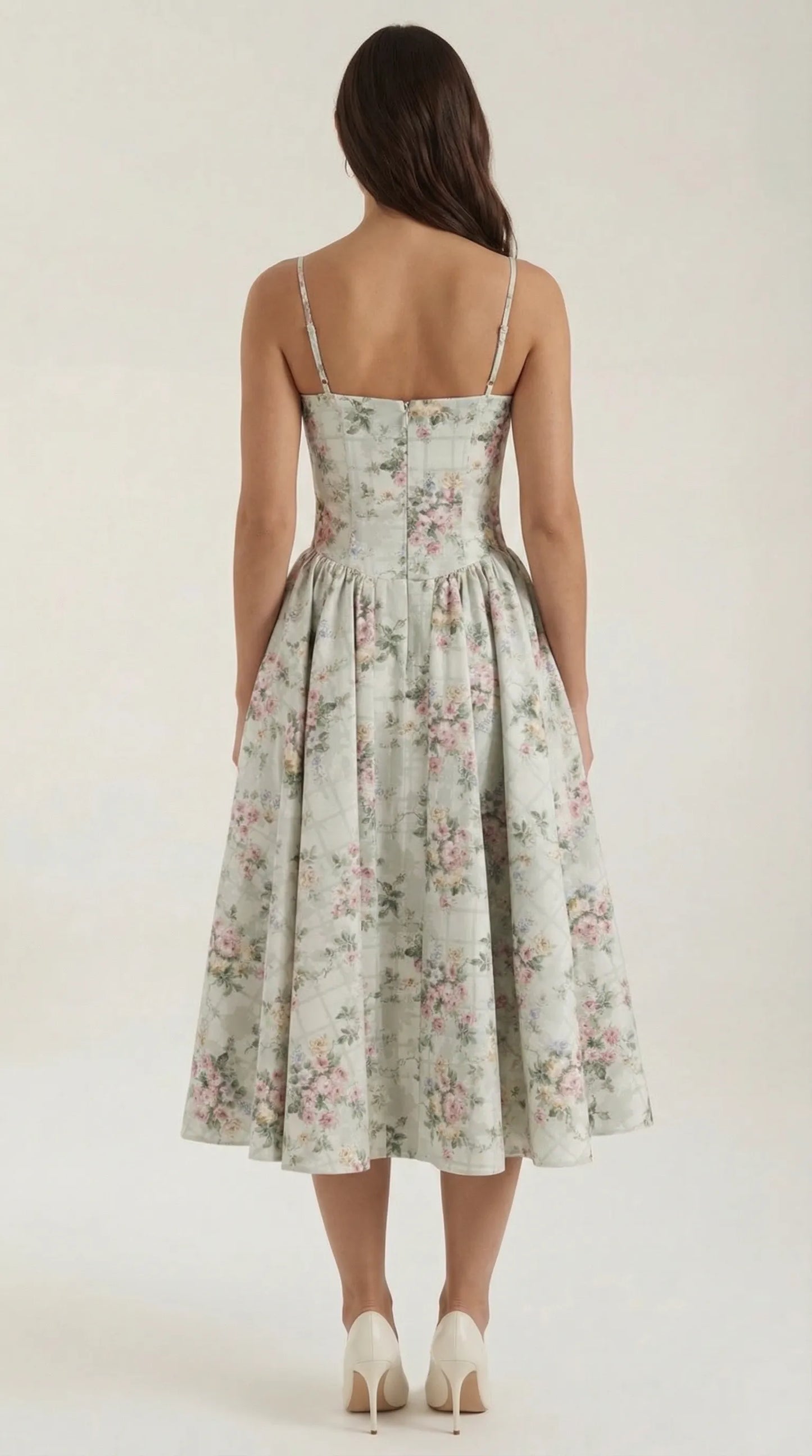 Vestido de Invitada de Boda Midi Elegante Corset con Plisado Detalles