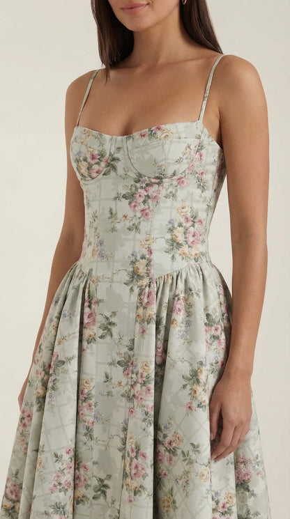 Vestido de Invitada de Boda Midi Elegante Corset con Plisado Detalles
