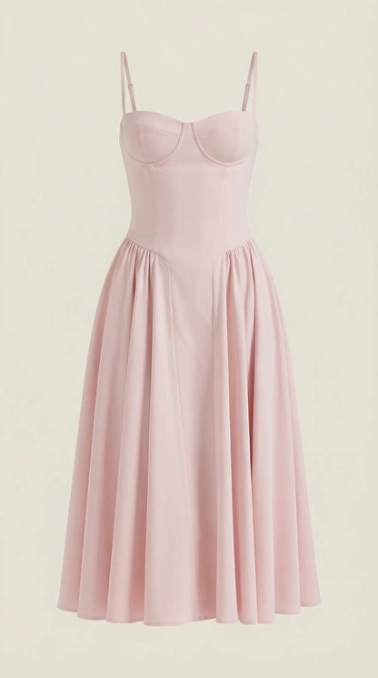 Vestido de Invitada de Boda Midi Elegante Corset con Plisado Detalles
