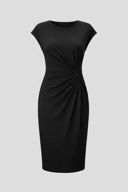 Vestido de Invitada de Boda Midi Elegante Entallado con Fruncido