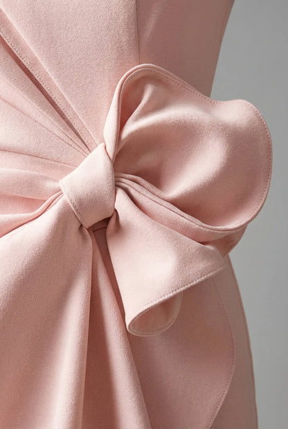 Vestido de Invitada de Boda Midi Elegante Entallado con Lazo