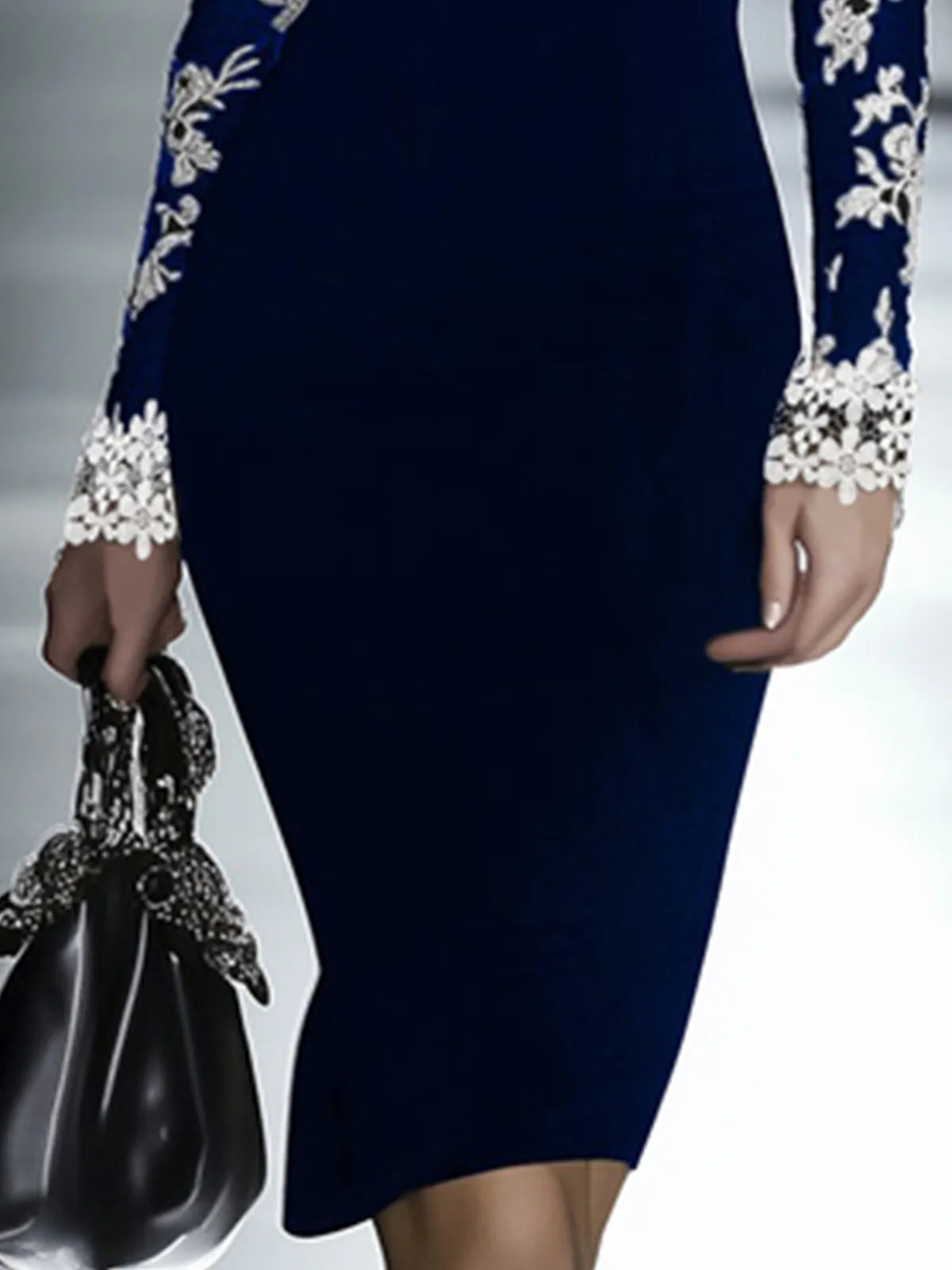 Vestido de Invitada de Boda Midi Elegante Flores con Hombros Descubiertos