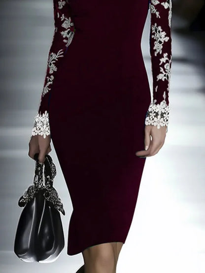 Vestido de Invitada de Boda Midi Elegante Flores con Hombros Descubiertos