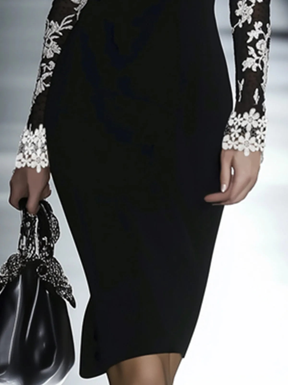 Vestido de Invitada de Boda Midi Elegante Flores con Hombros Descubiertos