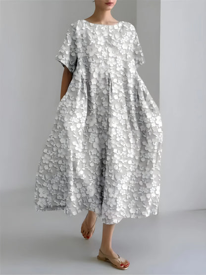 Vestido de Invitada de Boda Midi Elegante Fluido con Manga Corta
