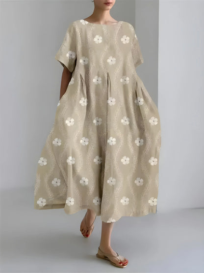Vestido de Invitada de Boda Midi Elegante Fluido con Manga Corta