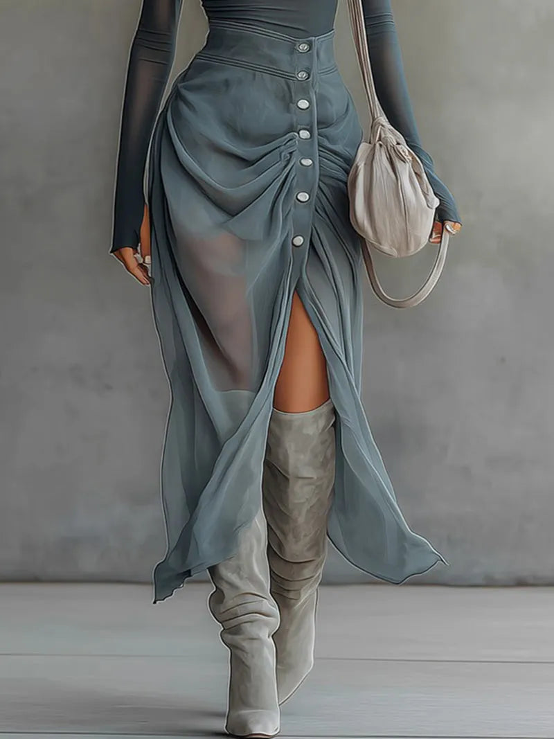 Vestido de Invitada de Boda Midi Elegante Moderno con Diseño Asimétrico