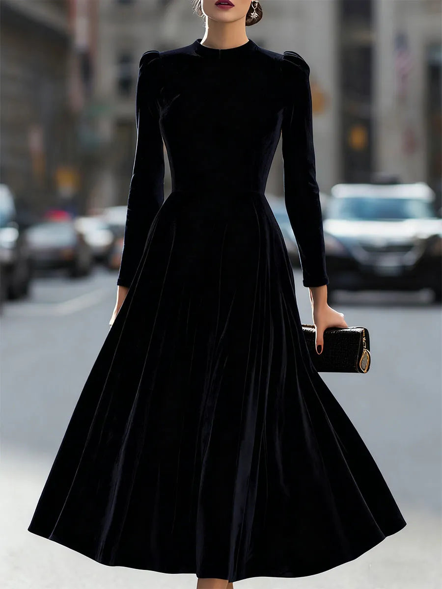 Vestido de Invitada de Boda Midi Elegante Sofisticado con Manga Larga