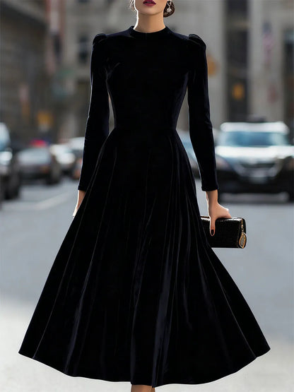 Vestido de Invitada de Boda Midi Elegante Sofisticado con Manga Larga
