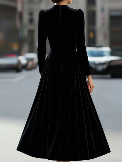 Vestido de Invitada de Boda Midi Elegante Sofisticado con Manga Larga