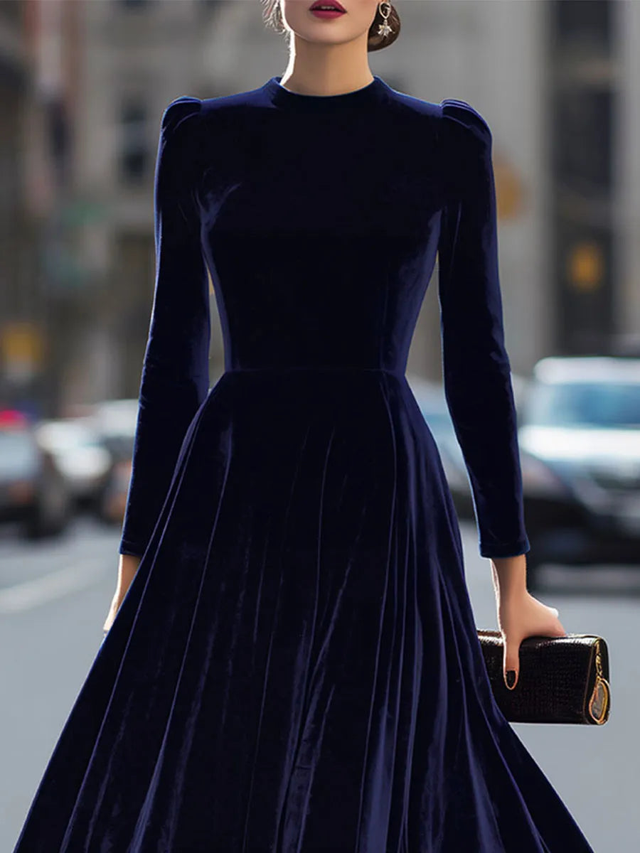 Vestido de Invitada de Boda Midi Elegante Sofisticado con Manga Larga