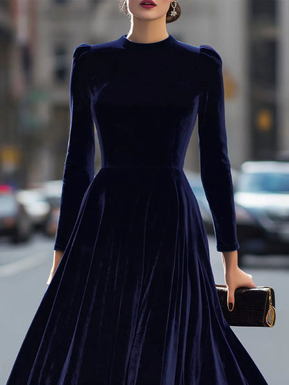 Vestido de Invitada de Boda Midi Elegante Sofisticado con Manga Larga